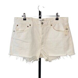AGOLDE Parker Vintage Cut Off Shorts in Dough, White, Frayed Hem Size 30, NWT